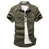 Men’s 100% Cotton Tactical Cargo Shirt – Short Sleeve Military-Style Work Shirt thumbnail 6