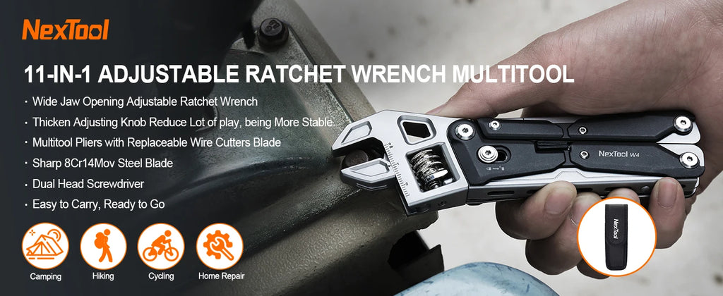 NexTool W4 11-in-1 Multi-Tool – Adjustable Wrench, Pliers, Knife & Saw | Compact Survival Hand Tool