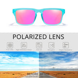 KDEAM Polarized Sunglasses – Unisex Square Frame UV400 Outdoor Eyewear (Red Mirror Lens, Model KD332) thumbnail 2