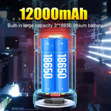 9000000LM Rechargeable Tactical LED Flashlight – 600W, Long-Range Beam, 12000mAh Power Bank, Waterproof & Zoomable thumbnail 2