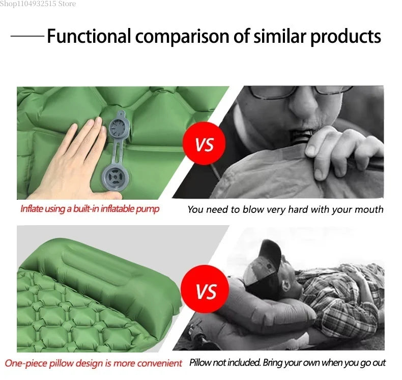 SHXI Ultralight Diamond-Shaped Inflatable Sleeping Pad – Single Person, Waterproof TPU Camping Mat