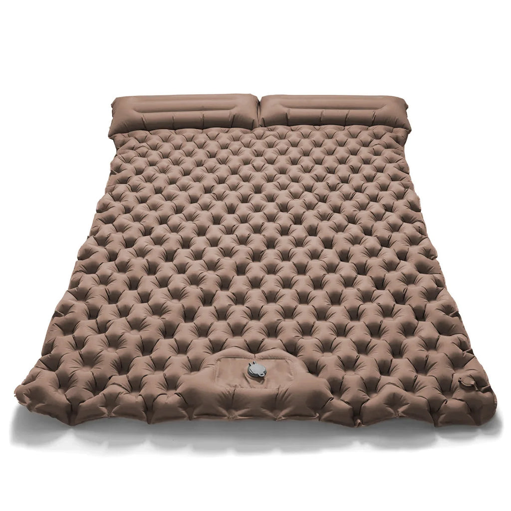 Double Camping Air Mattress with Built-In Pillows – Ultralight Inflatable Sleeping Pad for 2 – Waterproof, Compact & Durable