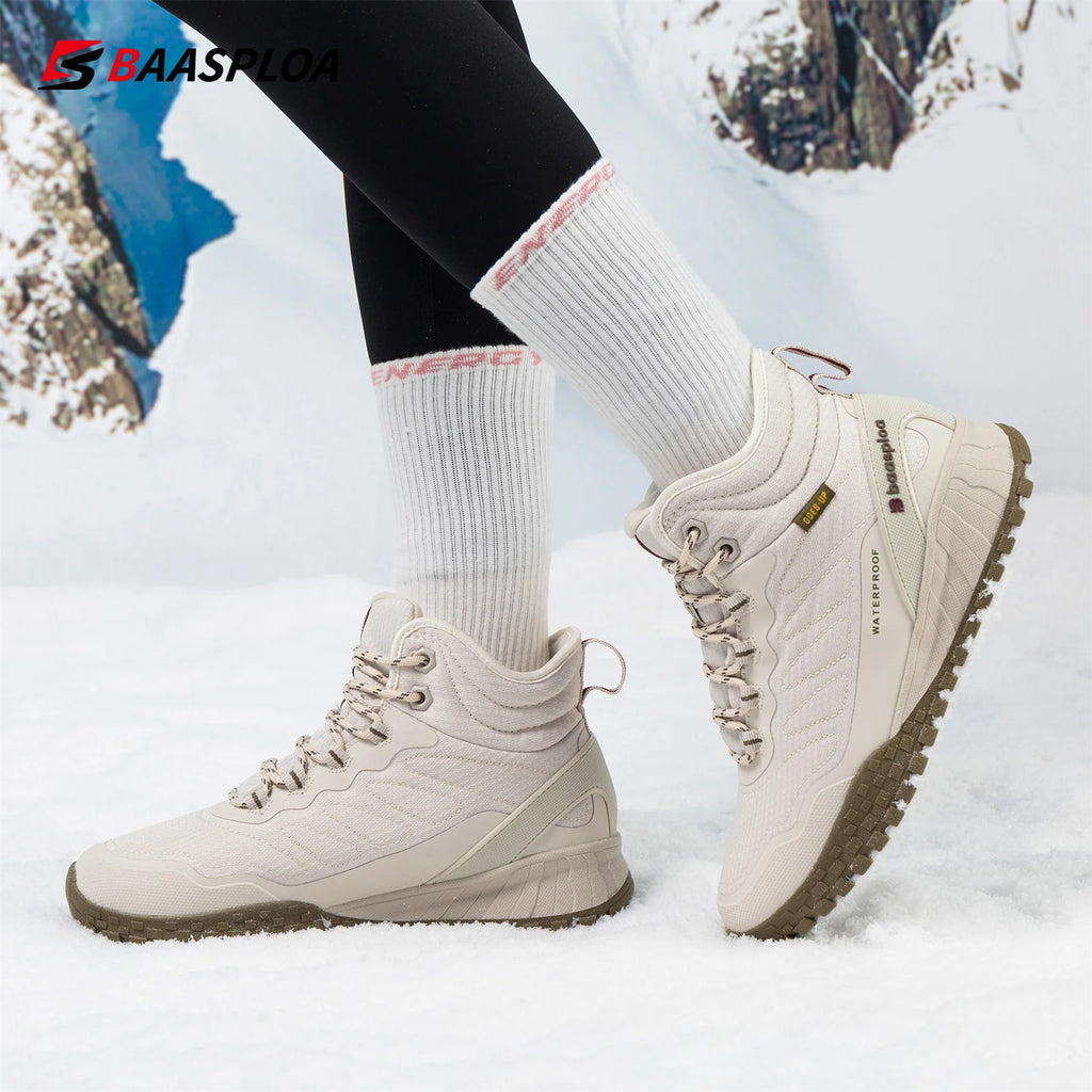Baasploa Women’s Waterproof Winter Snow Boots – Plush Lined, Non-Slip Outdoor Sneakers