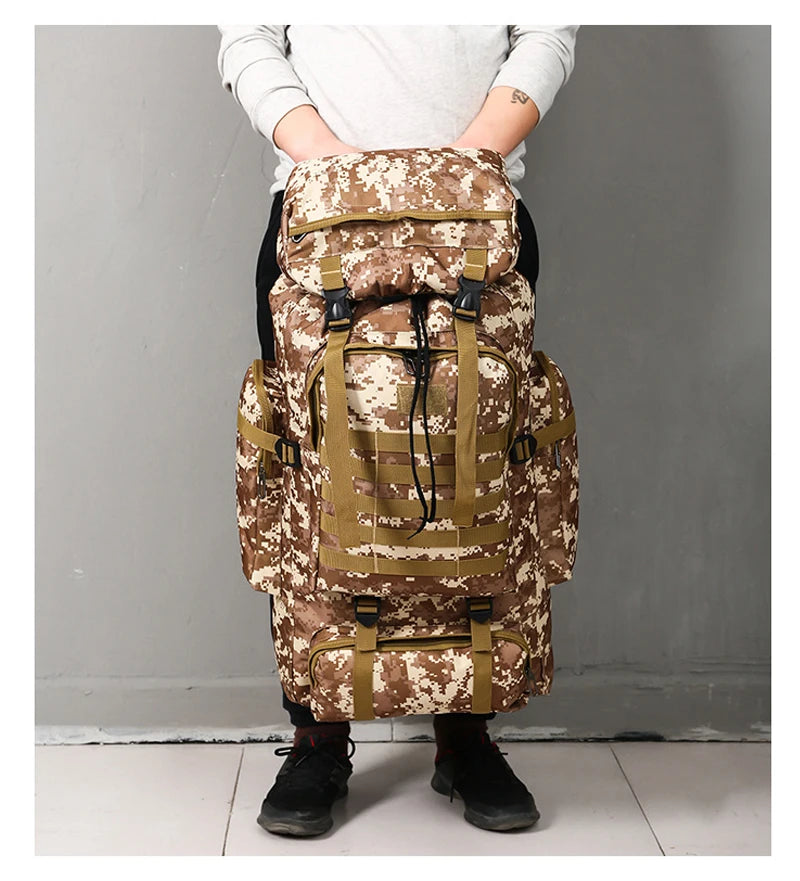 Rilibegan 70L Tactical Hiking Backpack – Camouflage, Waterproof