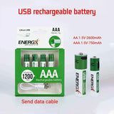 TDRFORCE AA/AAA 1.5V USB Rechargeable Lithium Batteries – 2600mWh/750mWh (4-Pack, CE Certified) thumbnail 1