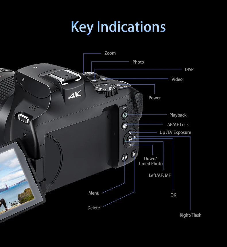 Ordro G700 4K Digital Camera – 12x Optical Zoom Camcorder for Photography & Vlogging