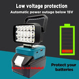 18-LED Portable Work Light – Compatible with Makita, Milwaukee & DeWalt 18V/20V Batteries – 1500LM Spotlight Torch with USB Output thumbnail 14