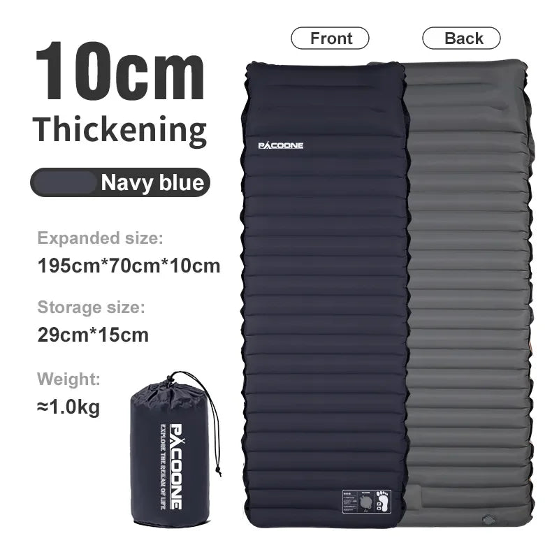 Ultralight Self-Inflating Camping Mattress with Built-In Foot Pump – 10cm Thick TPU Nylon Sleeping Pad for Hiking, Travel & Fishing