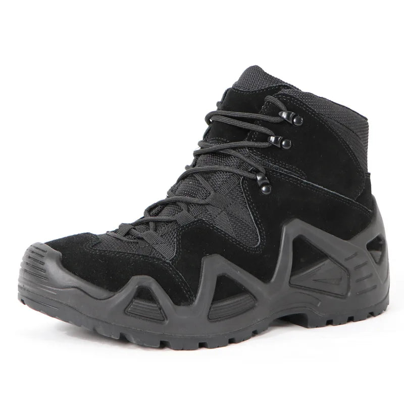 Men’s Tactical Combat Hiking Boots – Waterproof Nylon & Suede Outdoor High Tops for Work, Climbing & Trekking