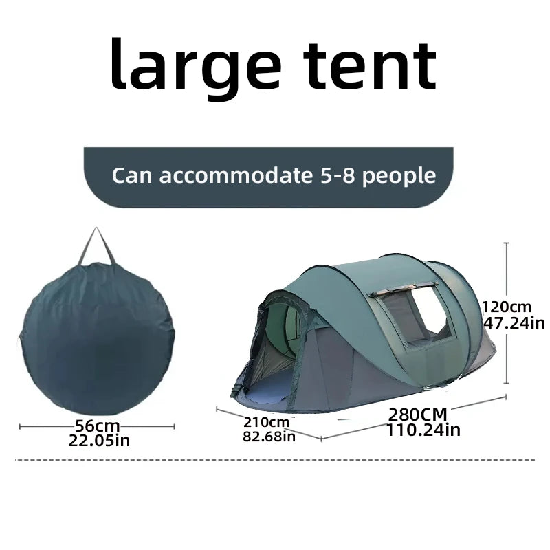 Quick-Open Pop-Up Tent for 5–8 People – Waterproof Hand-Throw Camping & Boat Tent (4-Season, Double Layer)