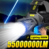 Ultra-Bright XHP360 LED Rechargeable Headlamp – 55,000,000 Lumens | 5000M Long-Range Beam | USB-C Powered thumbnail 1