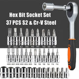 46-Piece 1/4" Drive Socket & Ratchet Wrench Set – Chrome Vanadium Steel with Carrying Case thumbnail 7
