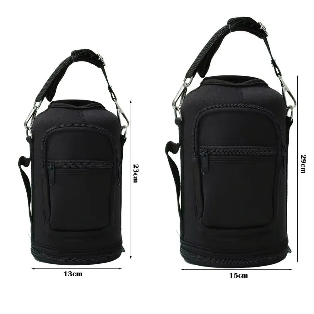 Portable Thermal Water Bottle Bag – Large Capacity Sleeve with Adjustable Shoulder Strap (Black)