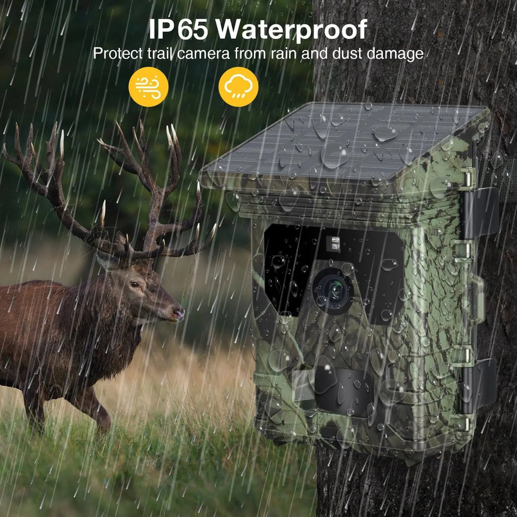 30MP 2K Solar Trail Camera – Infrared Night Vision Wildlife & Security Cam with Motion Sensor & Long Battery Life (IP66 Waterproof)