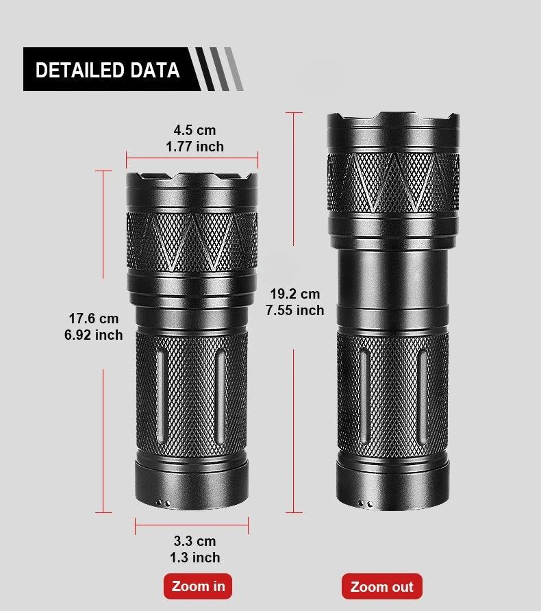 9000000LM Rechargeable Tactical LED Flashlight – 600W, Long-Range Beam, 12000mAh Power Bank, Waterproof & Zoomable