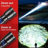 Ultra Bright 15000mAh LED Tactical Flashlight – USB Rechargeable, Zoomable, Long Range (Up to 6000M) thumbnail 6