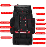 130L Waterproof Hiking Backpack – Heavy-Duty Outdoor Rucksack with Reflective Safety Strips & Molle System thumbnail 13