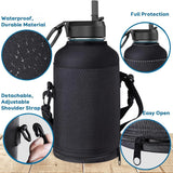 64oz / 128oz Insulated Water Bottle Carrier Bag with Strap – Protective Neoprene Sleeve for Thermos, Mug & Tumbler – Crossbody Holder for Hiking, Camping & Outdoor Use (Black) thumbnail 5