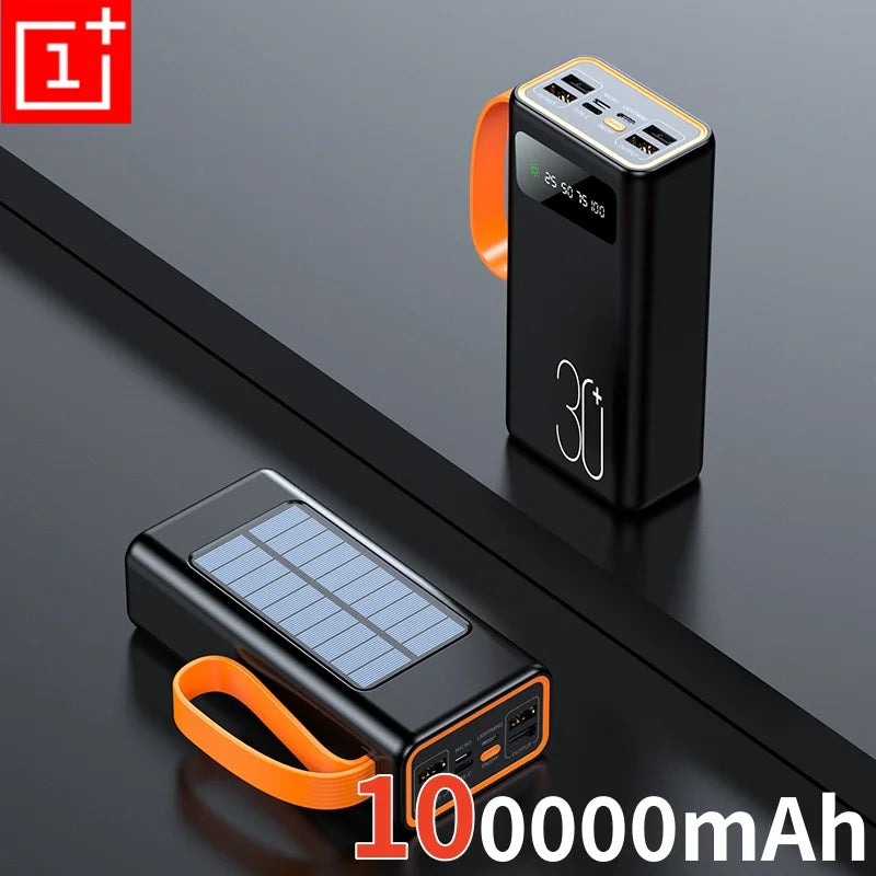 ONEPLUS 200,000mAh Solar Power Bank – Built-in Cables, LED Light, Fast Charging, High-Capacity External Battery