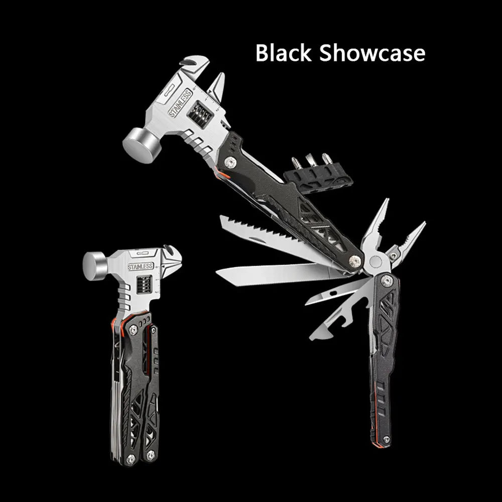 Multifunctional Folding Hammer Tool – 12-in-1 Outdoor Survival & Emergency Gear