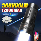 9000000LM Rechargeable Tactical LED Flashlight – 600W, Long-Range Beam, 12000mAh Power Bank, Waterproof & Zoomable thumbnail 7