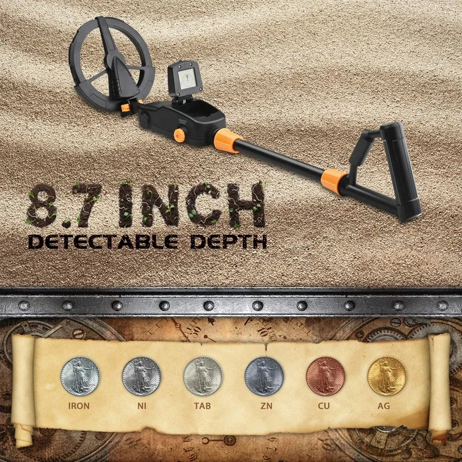 7.4" Waterproof Kids Metal Detector – Lightweight, Adjustable Gold Finder with LCD Screen (24"–35")
