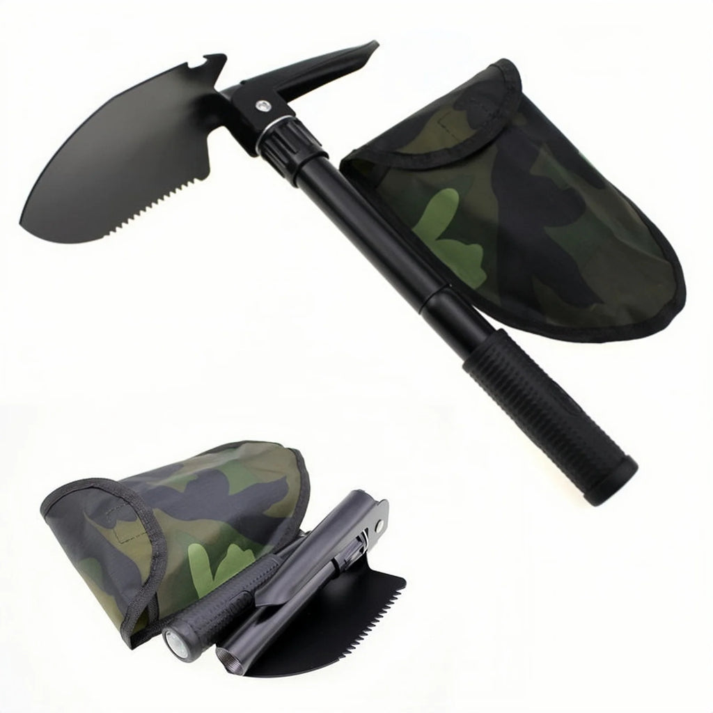 Multifunction Folding Tactical Shovel – Survival & Camping Tool Kit with Canvas Bag