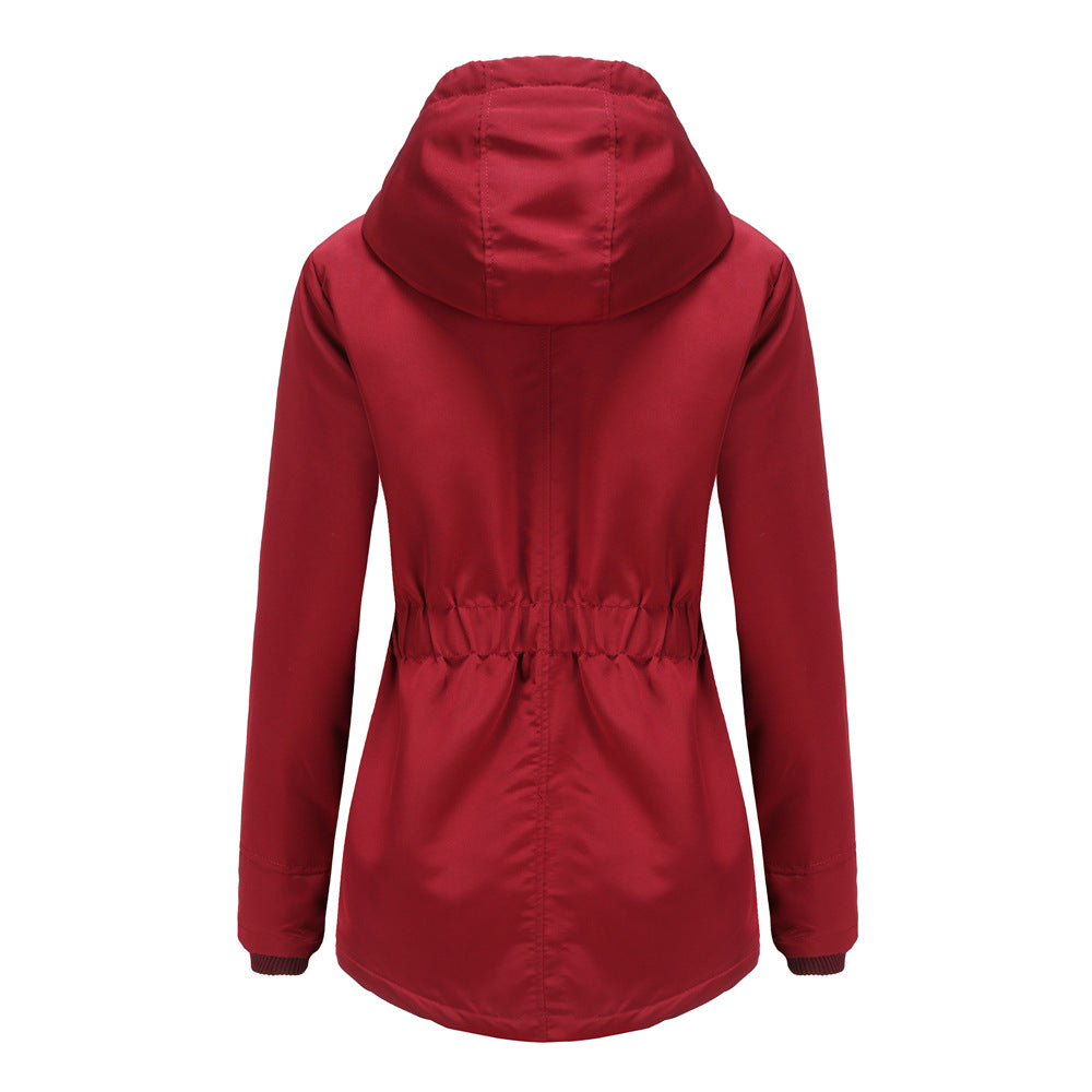 Women's Warm Hooded Parka – Thick Plush Mid-Length Winter Coat (S–5XL)