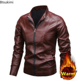 Men's PU Leather Stand Collar Motorcycle Jacket – Casual Windbreaker Biker Coat thumbnail 5