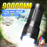 9000000LM Rechargeable Tactical LED Flashlight – 600W, Long-Range Beam, 12000mAh Power Bank, Waterproof & Zoomable thumbnail 1