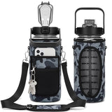 Half Gallon Motivational Water Bottle with Sleeve – 64oz Leak-Proof BPA-Free Bottle with Straw, Time Markers & Adjustable Strap thumbnail 1