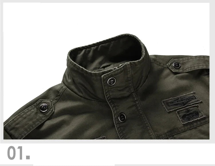 Men’s Plus Size Military Cargo Jacket – Spring & Autumn | Sizes M–6XL | Lightweight, Breathable, Tactical Style