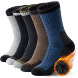 5 Pairs Men’s Merino Wool Hiking Socks – Warm, Moisture-Wicking Winter Crew Socks for Outdoor & Casual Wear (US Size 7–13) thumbnail 13