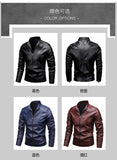 Men's PU Leather Stand Collar Motorcycle Jacket – Casual Windbreaker Biker Coat thumbnail 17