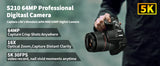 NBD 64MP Digital Camera – 16X Optical Zoom, 5K Video, WiFi & App Control, 180° Flip Screen thumbnail 7