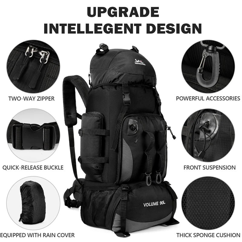 90L Waterproof Hiking & Camping Backpack – Large Capacity Outdoor Trekking Bag