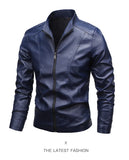 Men's PU Leather Stand Collar Motorcycle Jacket – Casual Windbreaker Biker Coat thumbnail 22