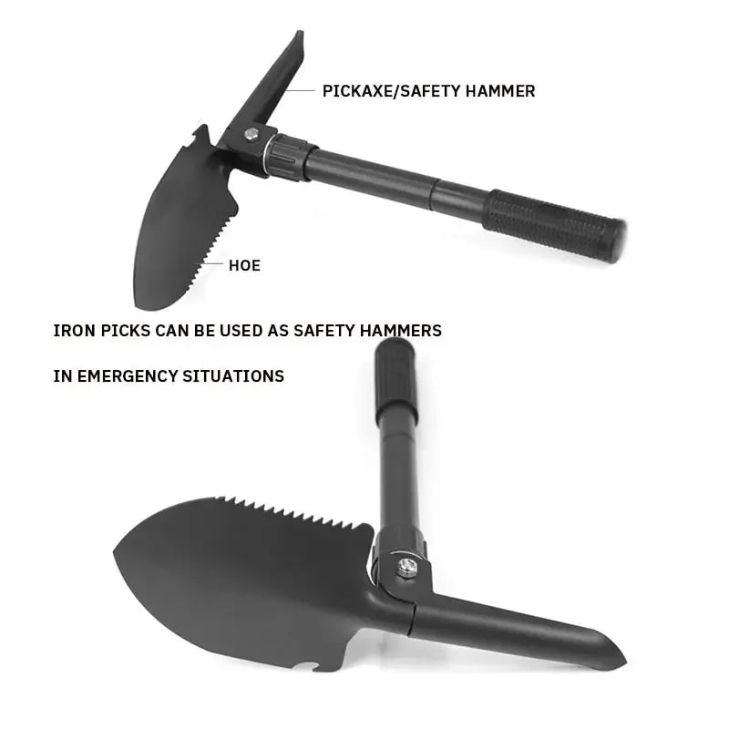 6-in-1 Military Folding Shovel with Pickaxe – Compact, Multi-Tool Survival Spade with Carry Case
