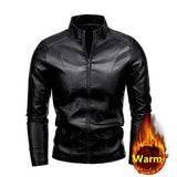 Men's PU Leather Stand Collar Motorcycle Jacket – Casual Windbreaker Biker Coat thumbnail 32