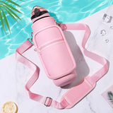 32 oz Motivational Water Bottle with Sleeve – Leakproof BPA-Free Bottle with Straw, Time Marker & Adjustable Strap Carrier (1L) thumbnail 16