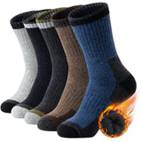 5 Pairs Men’s Merino Wool Hiking Socks – Warm, Moisture-Wicking Winter Crew Socks for Outdoor & Casual Wear (US Size 7–13) thumbnail 1
