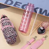 32 oz Motivational Water Bottle with Sleeve – Leakproof BPA-Free Bottle with Straw, Time Marker & Adjustable Strap Carrier (1L) thumbnail 23