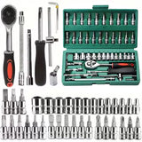 46-Piece 1/4" Drive Socket & Ratchet Wrench Set – Chrome Vanadium Steel with Carrying Case thumbnail 1
