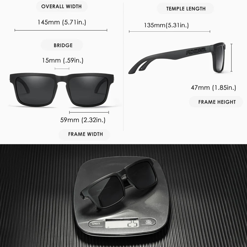KDEAM Polarized Sunglasses – Unisex Square Frame UV400 Outdoor Eyewear (Red Mirror Lens, Model KD332)