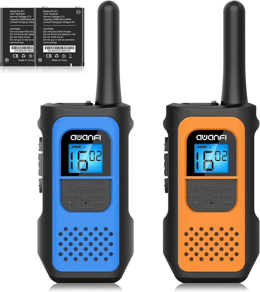 AWANFI Rechargeable Walkie Talkies (2/3/4-Pack) – Long Range 2-Way Radios with 16 Channels, VOX, USB-C Charging – Ideal for Kids & Adults, Outdoor Camping & Hiking