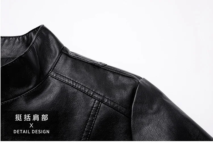 Men's PU Leather Stand Collar Motorcycle Jacket – Casual Windbreaker Biker Coat
