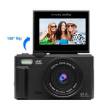 AUSEK 4K Vlogging & Photography Camera – 64MP Compact Digital Camera with 18X Digital Zoom, 3" Flip Screen, Wi-Fi, and Flash thumbnail 7