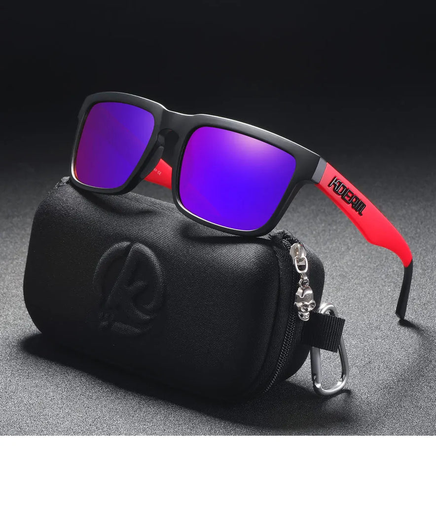 KDEAM Polarized Sunglasses – Unisex Square Frame UV400 Outdoor Eyewear (Red Mirror Lens, Model KD332)