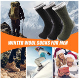 3 Pairs Merino Wool Thermal Socks for Men – Super Thick Winter Crew Socks with Fleece Terry Lining thumbnail 6