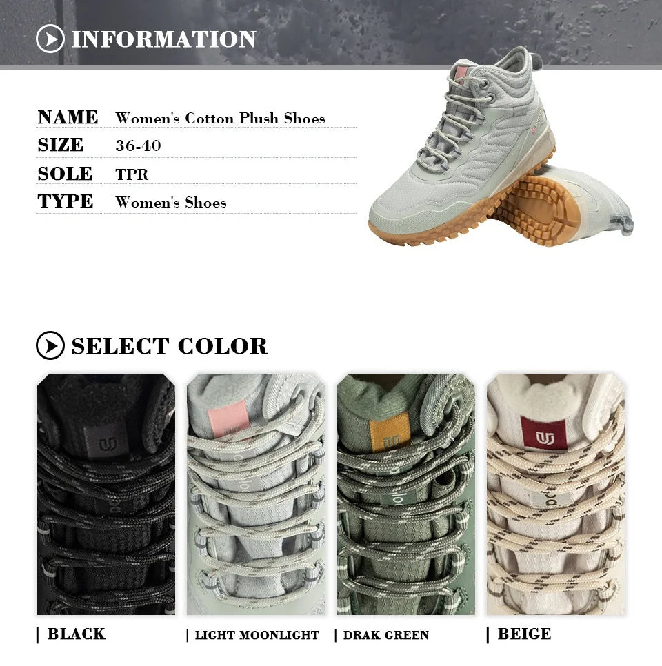 Baasploa Women’s Waterproof Winter Snow Boots – Plush Lined, Non-Slip Outdoor Sneakers
